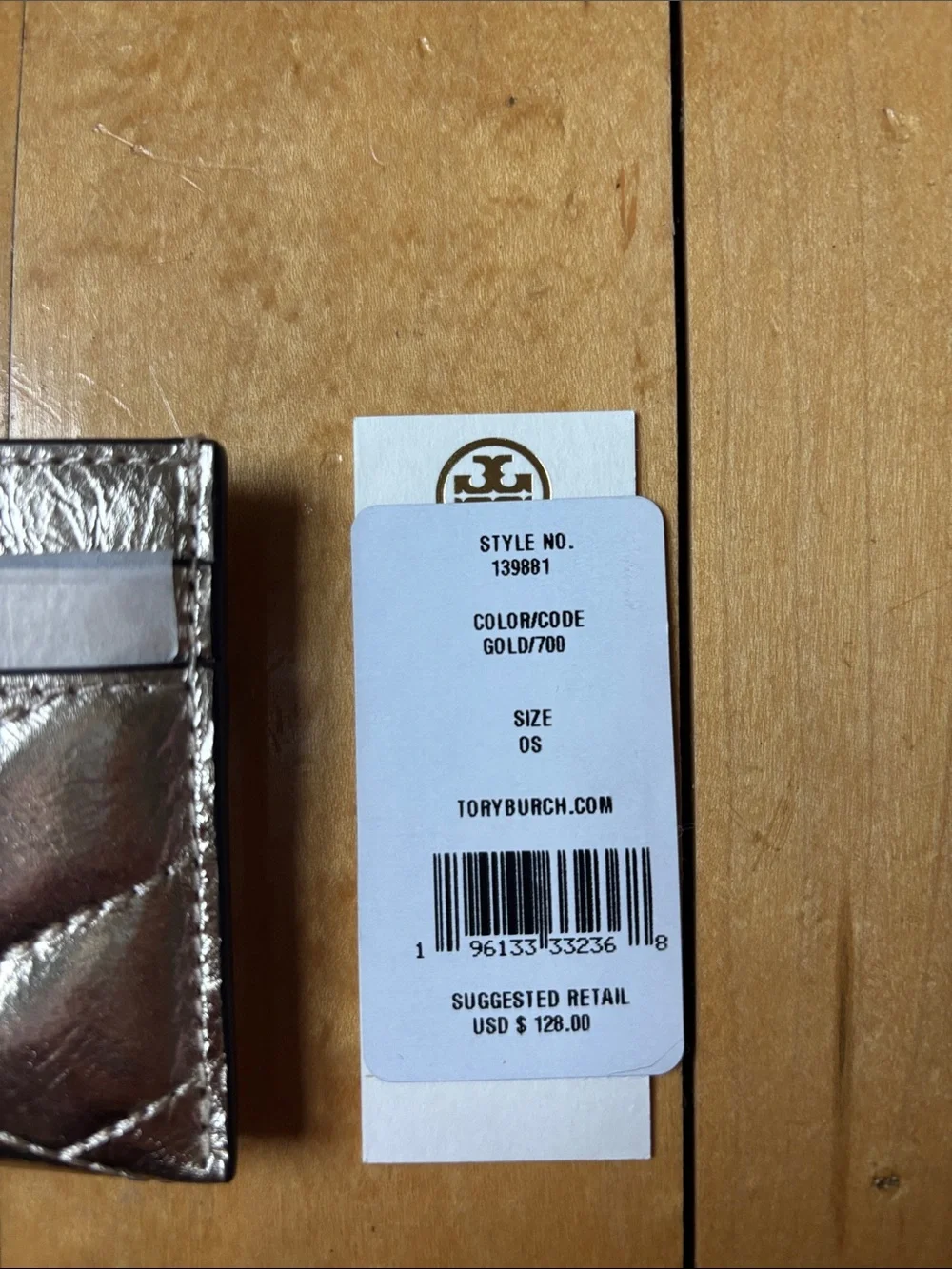 Tory Burch Metallic Quilted Card Case - Silver